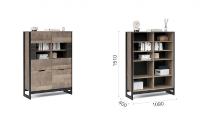 Гостиная Стокгольм Витрина низкая 2д 2в дуб гранж песочный, камень