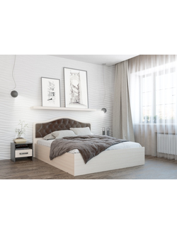 Кровать Дели с мягким изголовьем  велюр шоколад 1.4/1,6 м (ТЭКС) настил