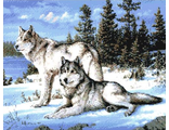 Волки в зимнем лесу 900833 (алмазная вышивка Anya)