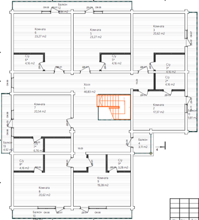 Гостиница из оцилиндрованного бревна "Кавказ", 490 м2