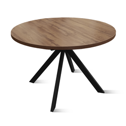 МАКАО Стол обеденный раздвижной,1100/1500х1100х32мм, ЛДСП Дуб Вотан/черный 15