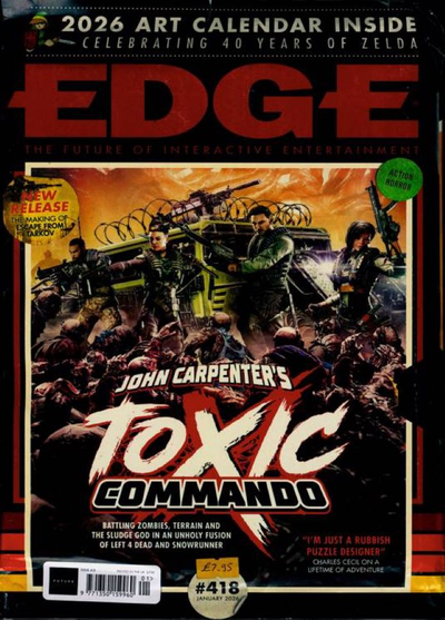 Edge Magazine Issue 418 January 2026 John Carpenters Toxic Commando + Zelda 40 years celebration настенный календарь 2026