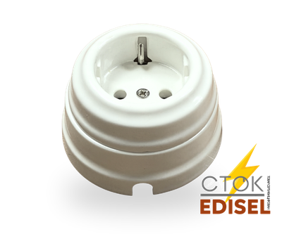 Розетка керамическая белая, 16А, с подъемной рамкой