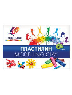 Пластилин классический ЛУЧ "Классика", 24 цвета, 480 г, со стеком, картонная упаковка, 28С 1642-08