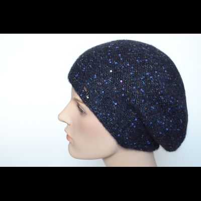 Синий меланжевый берет с пайетками Vizio Италия 6926 фото