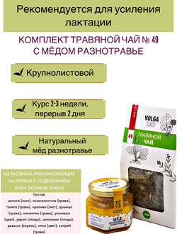 Травяной чай Волгаладь № 49 с медом разнотравье, лечебный комплект, 70/140 г
