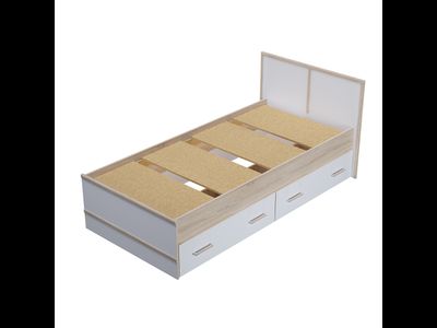 Сакура Кровать с ящиками 0,9м Дуб сонома/белый