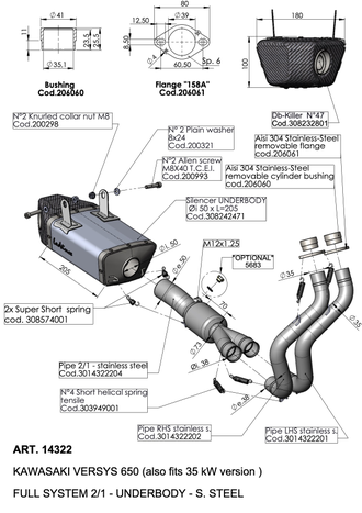 Выхлопная система LEOVINCE UNDERBODY 14322