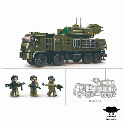 Конструктор SLUBAN M38-B1252 серия Армия. Российская боевая машина самоходный зенитный ракетно-пушечный комплекс