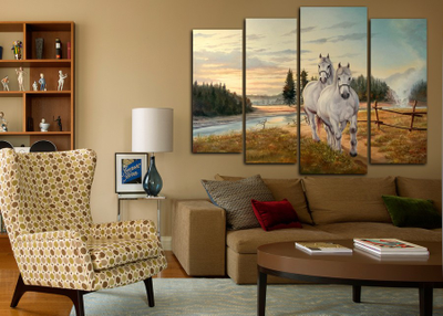 Модульная картина "Странствующие лошади"