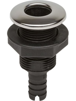 Разъем водосброса пластиковый с крышкой из нержавеющей стали под шланг 16 мм, черный BS3500