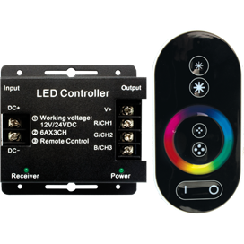 Контроллер для светодиодных RGB лент с радиопультом управления Ecola LED strip RF controller 18A 216W 12V (432W 24V) - RFC18AESB