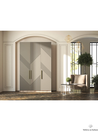 Тринити ШК-001 шкаф 3 створчатый Дуб Крафт серый/МДФ - матовая Флан GA-06