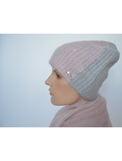 Шапка двухцветная Визио Италия 1641 розово серая