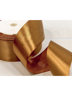 Лента атласная 38мм (158, золотисто-коричневая), 22,9м