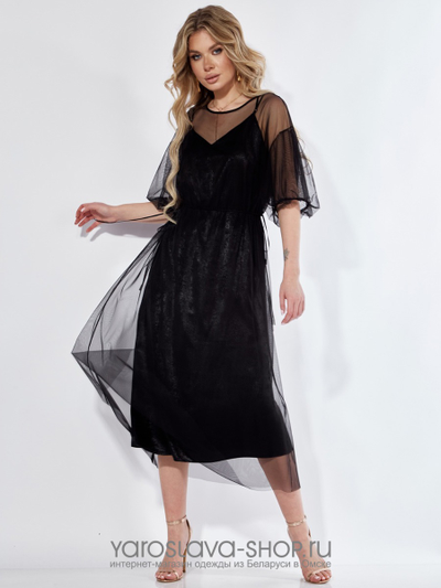 Женский нарядный комплект: платье и комбинация