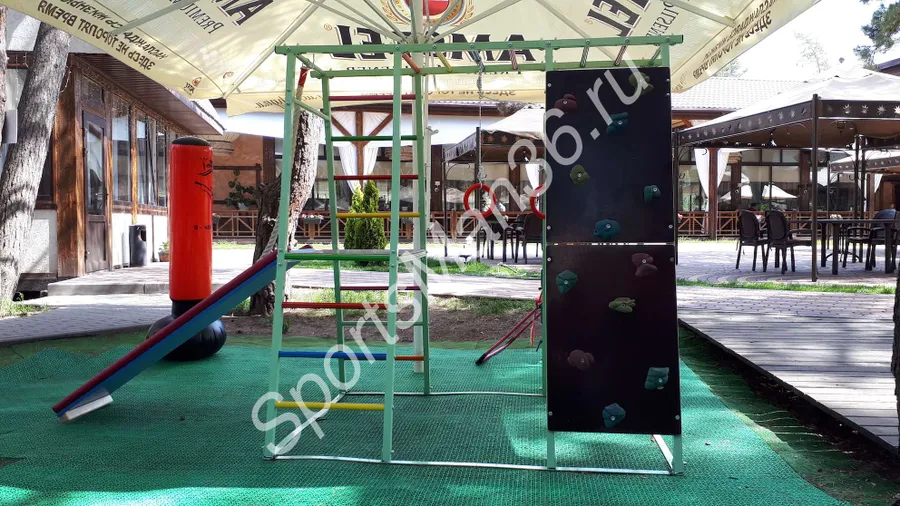 ДСК РАННЕГО РАЗВИТИЯ PLASTEP БОГАТЫРЬ 170 МЕТАЛЛ - цвет фисташковый, перекладины - цветные + НАДУВНАЯ ГРУША ABSOLUTECHAMPION 150 см