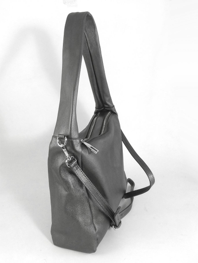 (АРТИКУЛ: 10122/1/5) СУМКА, СРЕДНЕГО РАЗМЕРА, НАТУРАЛЬНАЯ КОЖА, СЕРАЯ С НЕБОЛЬШИМ БЛЕСКОМ, ДВА ОТДЕЛЕНИЯ, ЧЕРЕЗ ПЛЕЧО