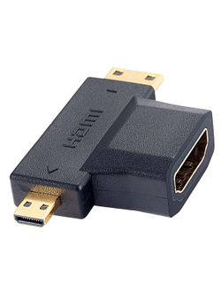 PERFEO Переходник HDMI A розетка - HDMI D (micro HDMI) вилка + HDMI C (mini HDMI) вилка (A7006)