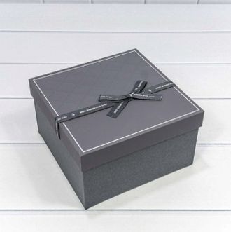 Коробка подарочная с бантом (серый), 19*19*10,8см