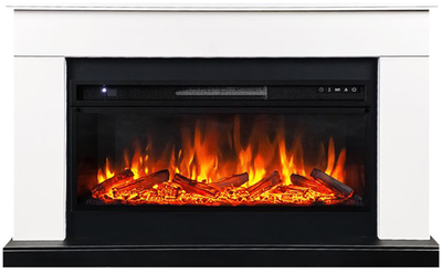 Линейный электрокамин Bergen белый с черным с очагом Vision 42 LOG LED