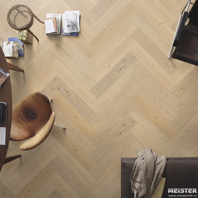 Паркетная доска Meister HS 500 Lindura Дуб классик Алебастровый 8929 в интерьере