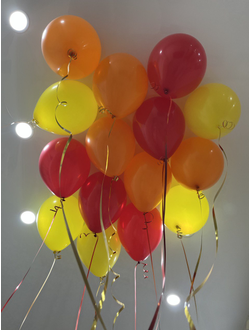 Шары красный, жёлтый, оранжевый 15 шт под потолок