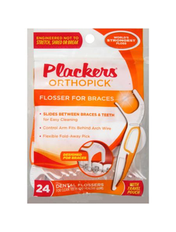 Флоссер Plackers Orthopick с запатентованной нитью Tuffloss, Plackers, 24 шт.