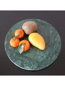Блюдо для подачи круглое d=25 см. зеленое, мрамор