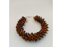 Браслет из натурального янтаря и Чешского бисера