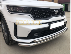 Защита переднего бампера двойная d60/42 для Kia Sorento 2020-