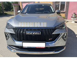 Защита переднего бампера с подгибами d60/42 для Haval F7 2022-2024