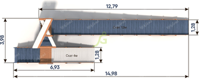 Зимняя деревянная горка "IgraGrad Snow Fox 12 м" с двумя скатами мод.3 размеры горки
