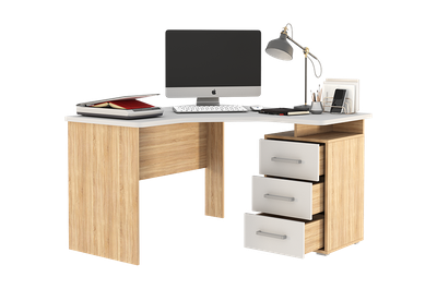 Стол компьютерный 1200 угловой Лайт-2 дуб сонома/белый