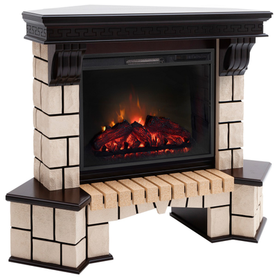 Угловой электрический камин Stone AO с очагом Sparta 25.5 LED