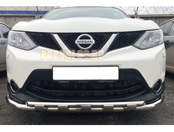 Защита переднего бампера двойная с перемычками d60/42 Nissan Qashqai 2014-2019