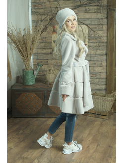 Меховая шуба цвет сиреневый модель 101