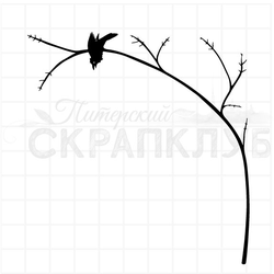 штамп дерево без листьев с вороном