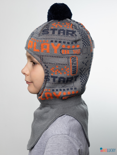 Шапка-шлем  21202-06, цвет темно-серый, оранжевый, р. 52-54