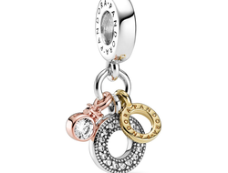 Подвеска Пандора тройной логотип rose and shein