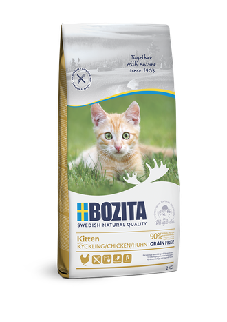 Bozita Kitten GRAIN FREE Chicken 34/20 БЕЗЗЕРНОВОЕ сухое питание для котят и молодых кошек, беременных и кормящих кошек С МЯСОМ КУРИЦЫ (2 кг)