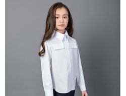 Д 5259 Блузка длинный рукав карманы клапаны р.122-170