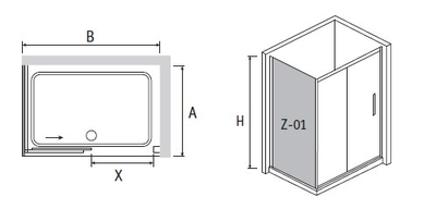 Душевой угол RGW PA-42 (RGW PA-12 + RGW Z-01). 1000x1200