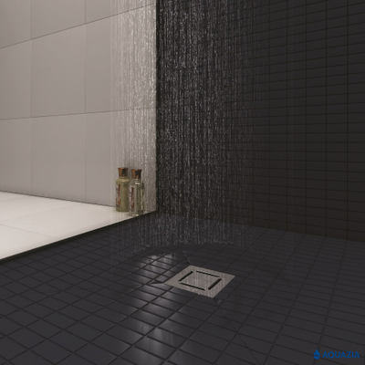 Трап водосток PLATZ Norma 150х150 Вертикальный выпуск (Матовый хром)