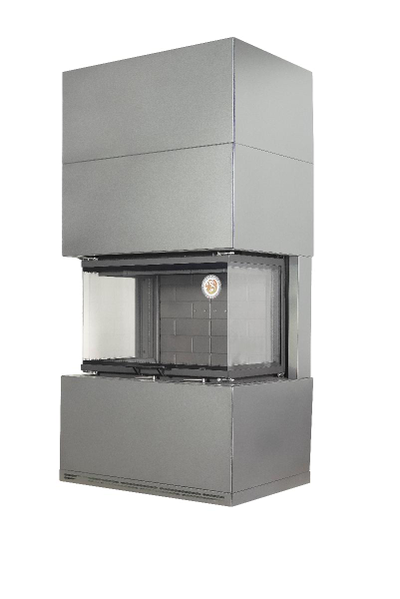 Камин Родос 800 черный / графит / слоновая кость, белый /черный шамот, Экокамин (Россия)