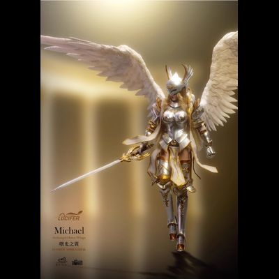 Архангел Михаэль в серебряном - Коллекционная фигурка 1/12 SCALE Dawn Wings Silver Armor Archangel (LXF2311B) - Lucifer