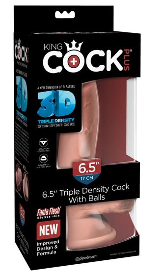 Фаллоимитатор-реалистик King Cock Plus с яичками, 16,5 см