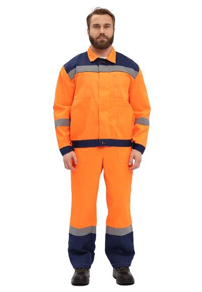 Костюм "ЛЕГИОН" куртка/полукомб. ОРАНЖЕВЫЙ/Т.СИНИЙ