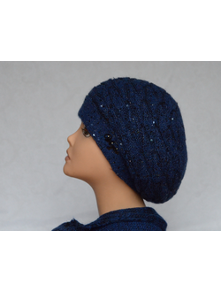 Вязаный синий берет и шарф Vizio Италия 5308 фото