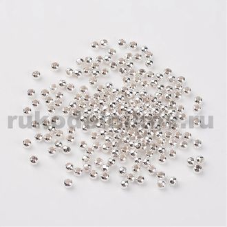 металлические бусины "Шарик", диаметр 3 мм, цвет-серебро, 5 гр/уп